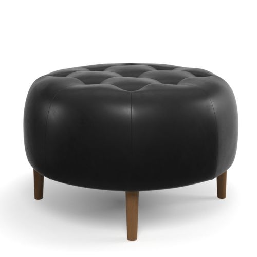 Harding Leather Round Ottoman