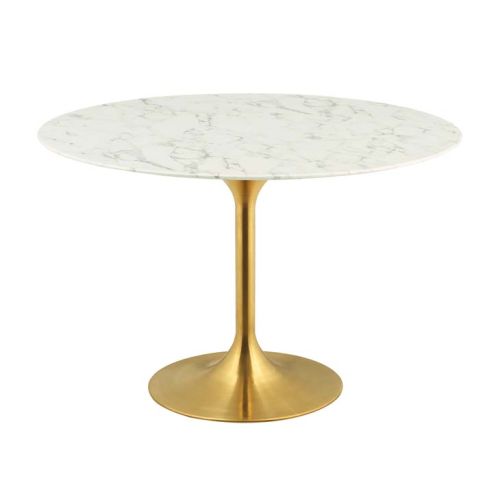 Sandlake | Saarinen 47" Round Tulip Dining Table - Gold Base