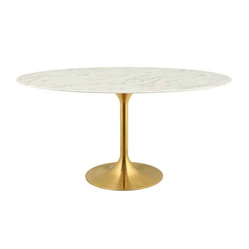 Sandlake | Saarinen 60" Oval Tulip Dining Table - Gold Base