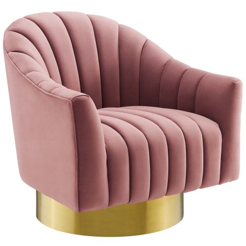 Buoyant Vertical Channel Tufted Accent Lounge Performance Velvet Swivel Chair