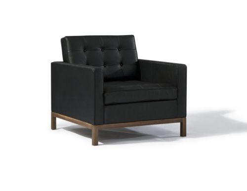 Geneva | Florence Armchair - Black With Wood Base